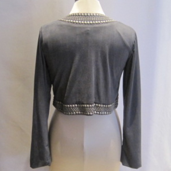 ESPERANCE Paris Faux Suede Studded Cropped Jacket - Picture 2 of 6